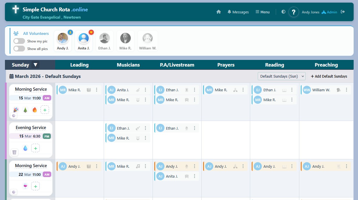 Drag and drop volunteers straight onto the rota