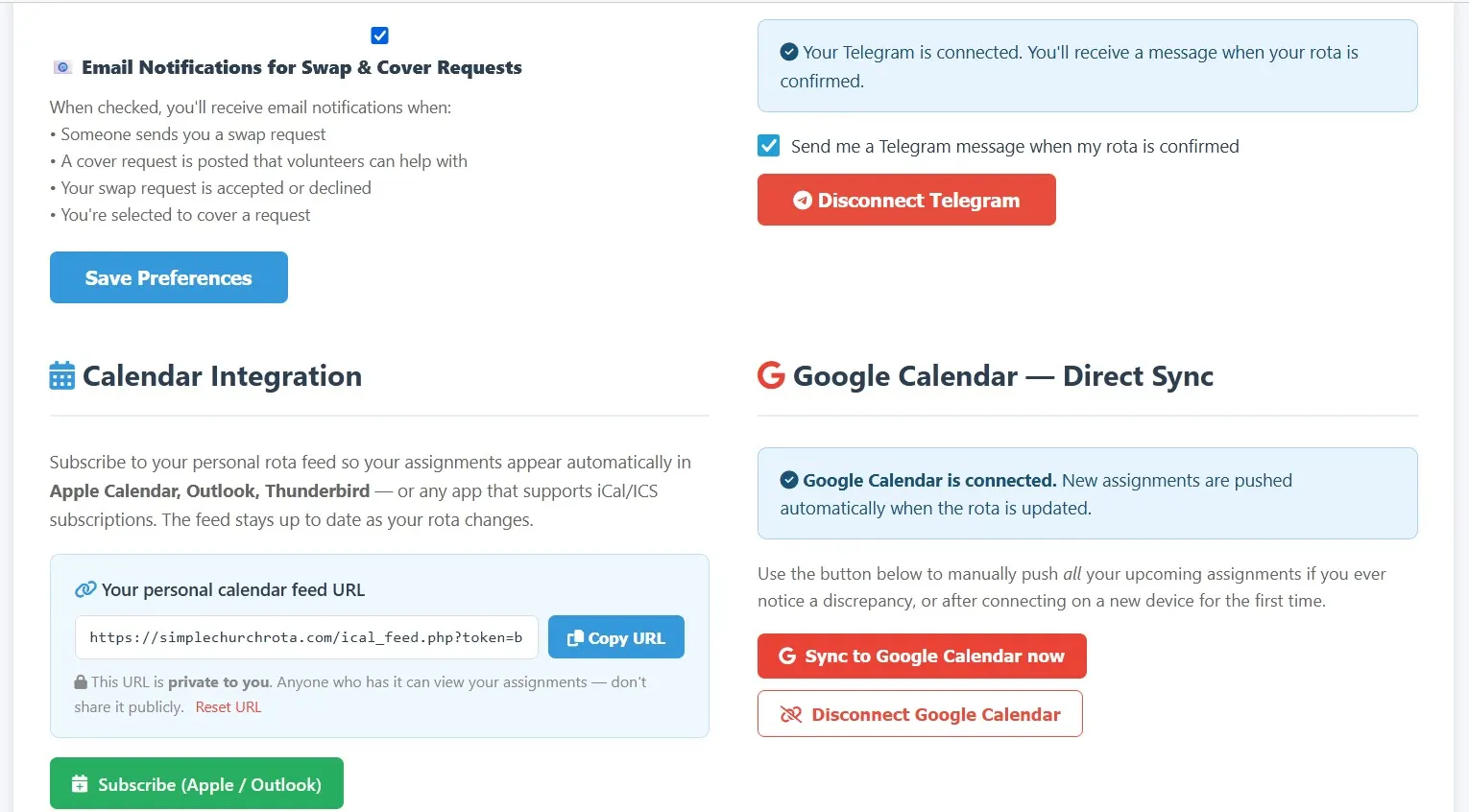 Google Calendar and Telegram notification integration
