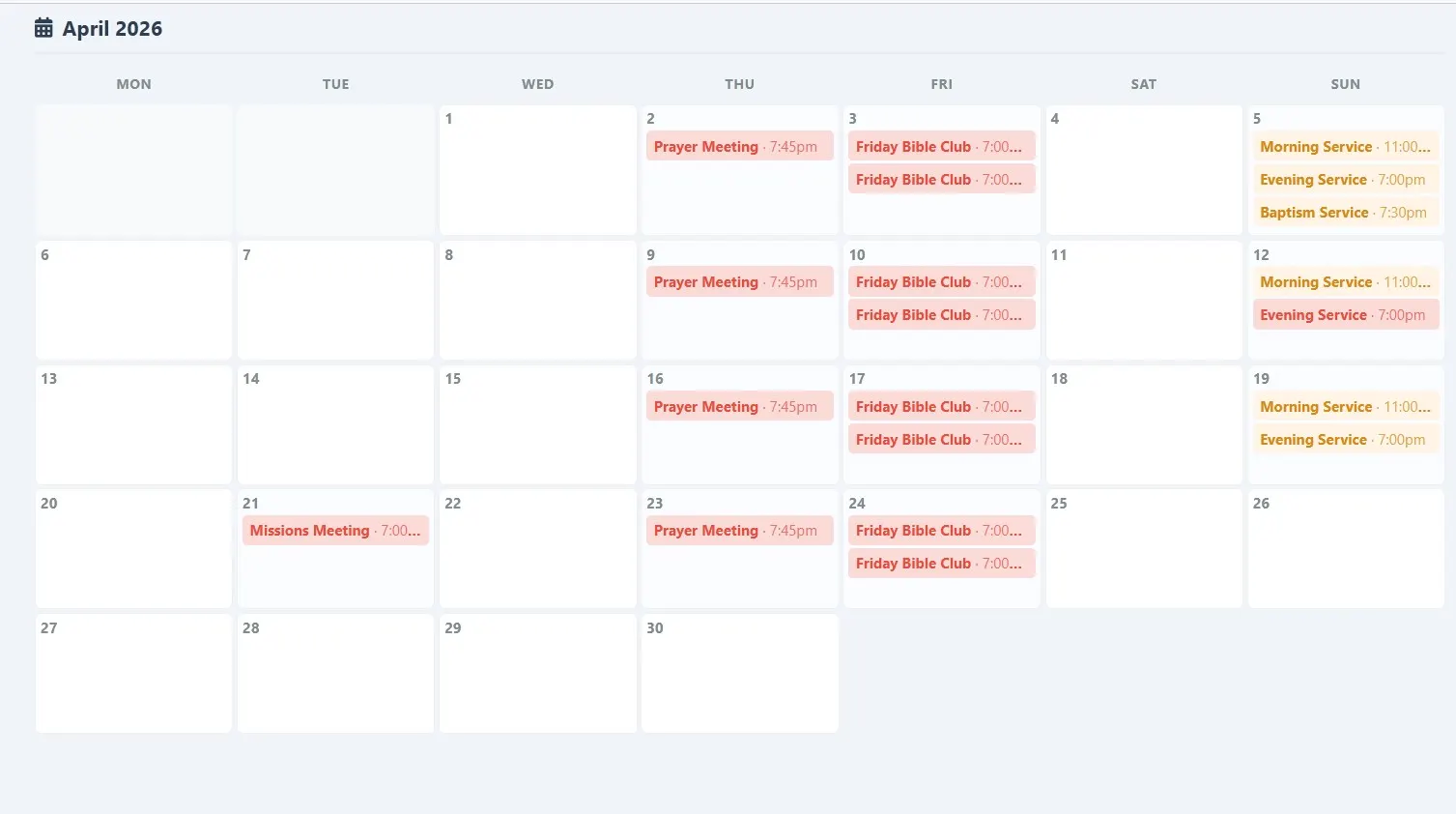 Print monthly rota view